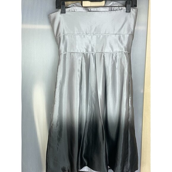 White House Black Market Silk Strapless Women's Dress Size 4 Silver Ombré Party - Picture 5 of 7